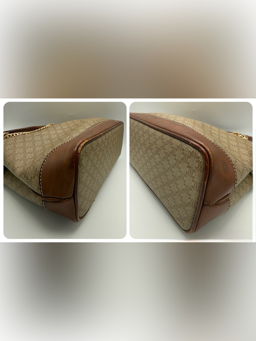 Celine Vintage Macadam Handbag w/ Unbranded Chain - Picture 2 of 16